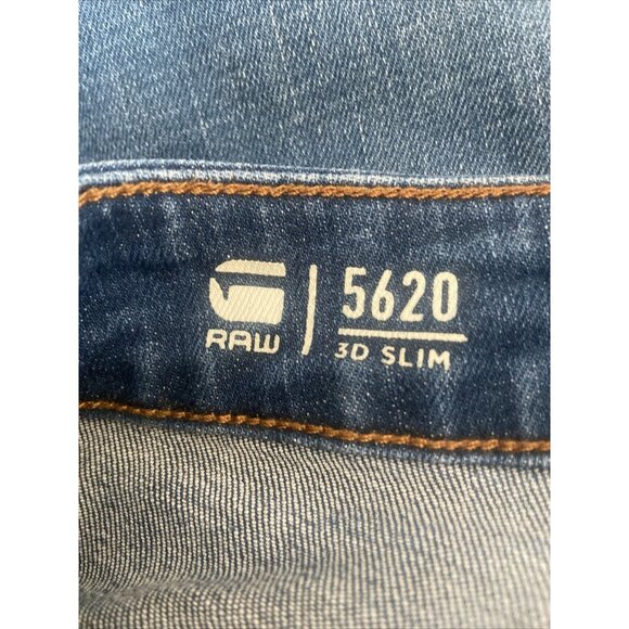 G Star Raw 5620 3D Slim Jeans Mens 32X34  Blue Double Knee Un Denim - Picture 4 of 7